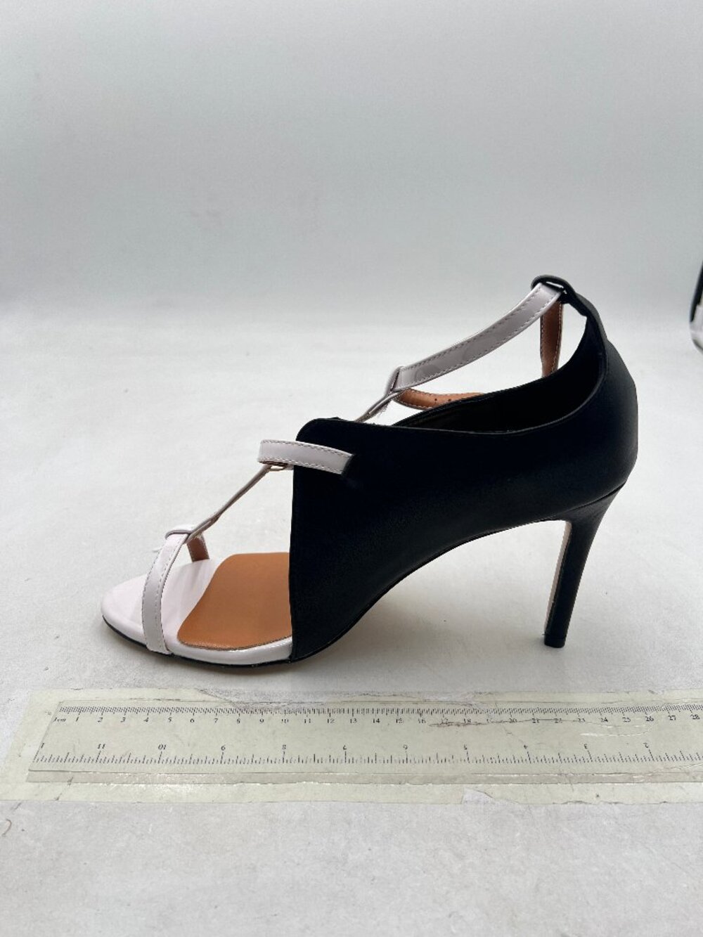 FSJ Black/White High Heel Gladiator Sandals Open Toe Strappy Cutout Party Shoe